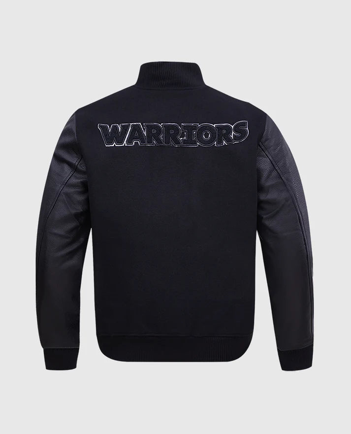 NBA Golden State Warriors Mens Black Varsity Jacket
