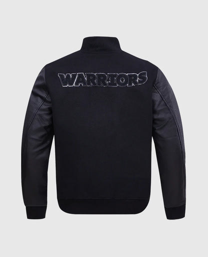NBA Golden State Warriors Mens Black Varsity Jacket