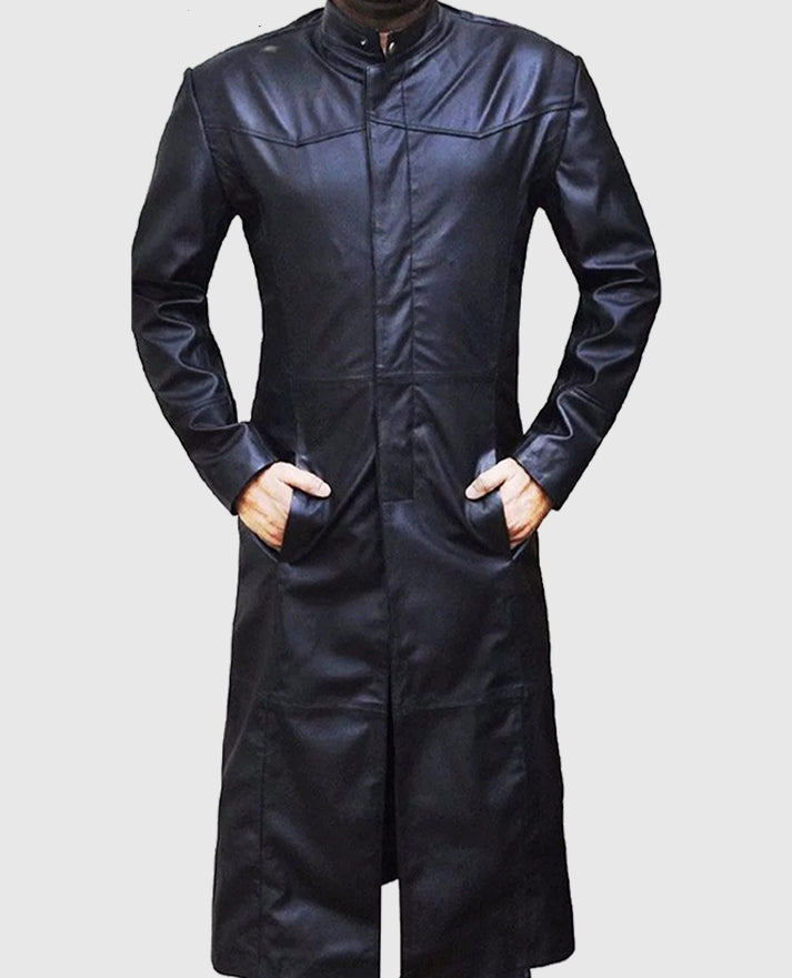 Neo Matrix Trench Coat Keanu Reeves Black Trench Long Coat