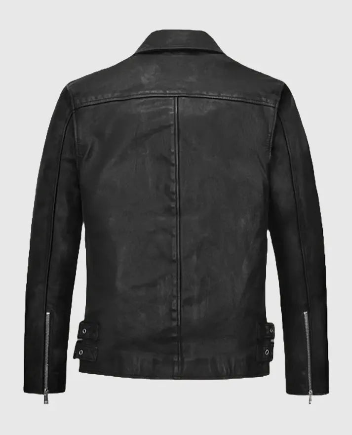 Nicholas Hoult Black Biker Leather Jacket