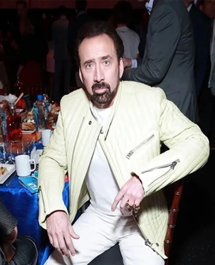 Nicolas Cage White Leather Jacket