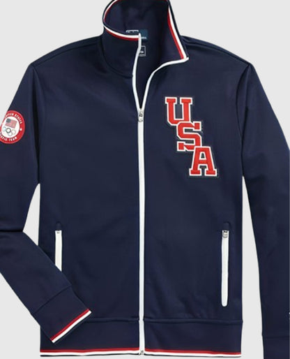 Paris Olympics Team USA Track Blue Zip Up Jacket