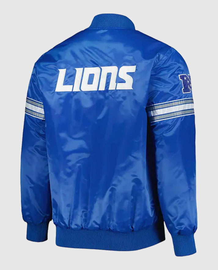Pick and Roll Detroit Lions Blue Full-Snap Satin Jacket 