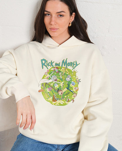 Rick and Morty Portal Collage White Hoodie