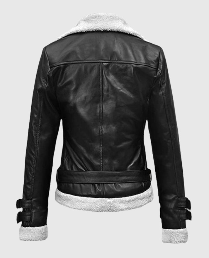 Rita Ora Sherpa Biker Leather Jacket