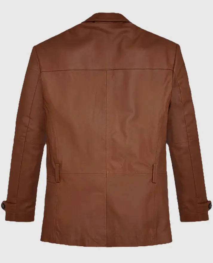 Robert Downey Jr Brown Sheepskin  Leather Blazer