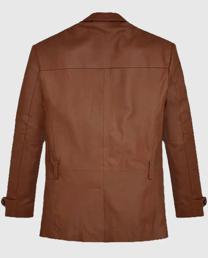 Robert Downey Jr Brown Sheepskin  Leather Blazer