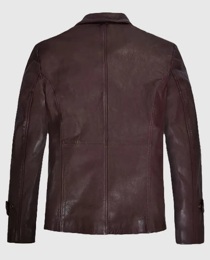 Robert Downey Jr Burgundy Sheepskin Leather Blazer