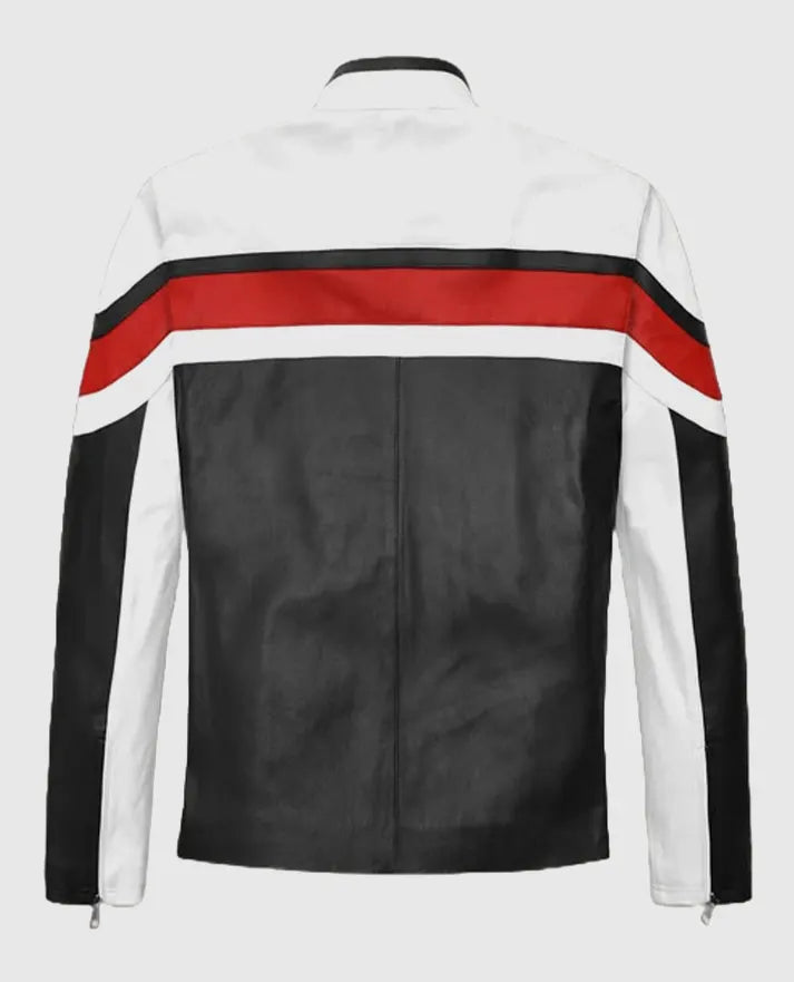 Men's Rocker Striped Leather Jacket - second image