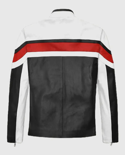 Rocker Striped Leather Jacket for Men