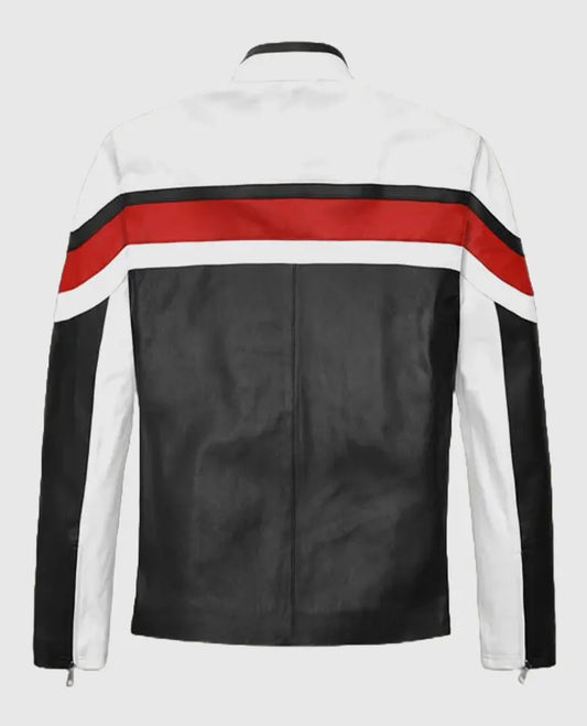 Rocker Striped Leather Jacket for Men