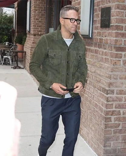 Ryan Reynolds Green Leather Jacket