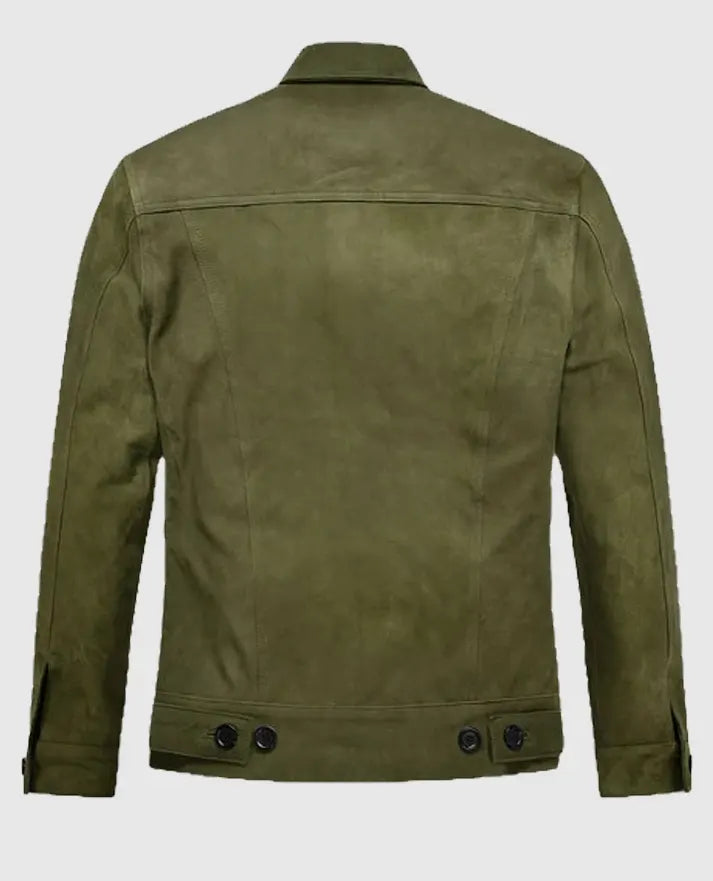 Ryan Reynolds Olive Green Suede Leather Jacket