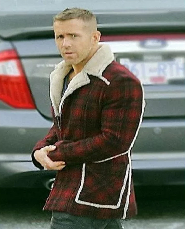  Ryan Reynolds Wade Wilson Red Shearling Jacket