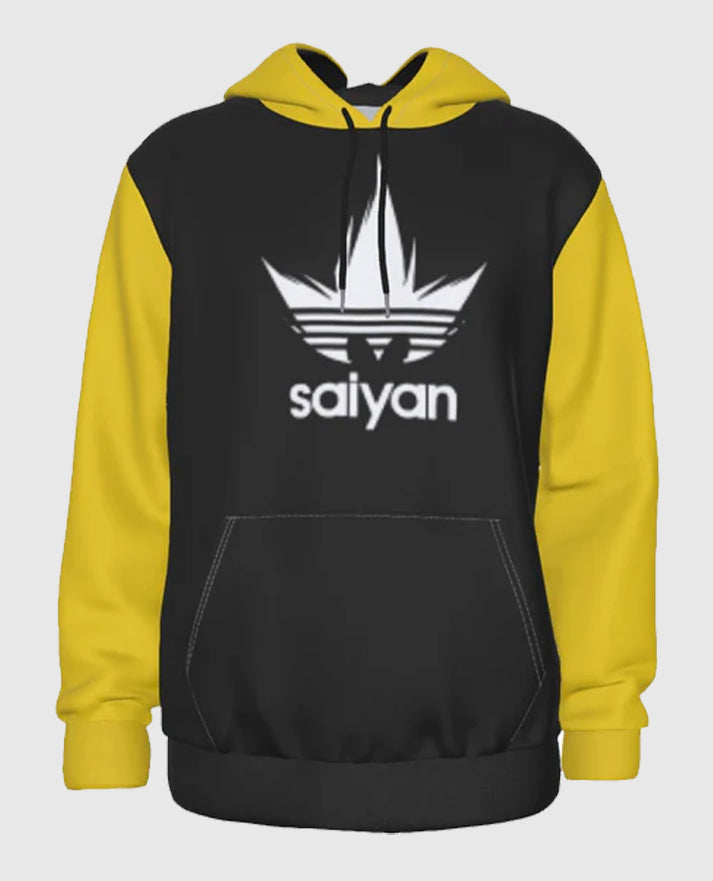 Saiyan Adidas Yellow and Black Fleece Hoodie