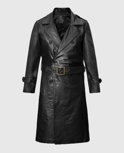 Samuel L. Jackson Shaft Leather Black Long Coat