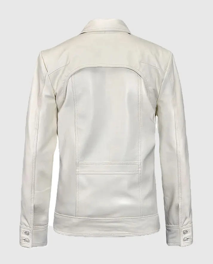 Shirt Collared Motorcycle Leather Jacket for Men