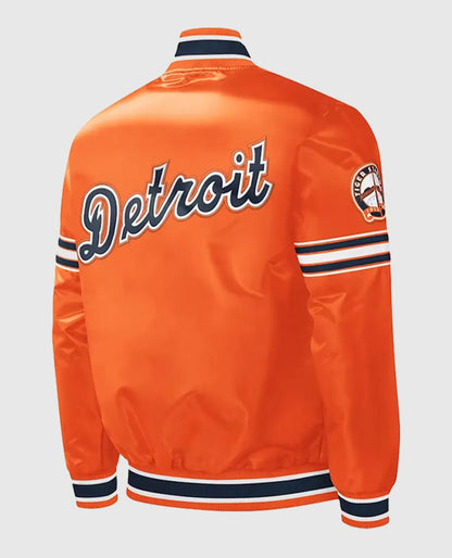 Slider Detroit Tigers Orange Letterman Satin Jacket