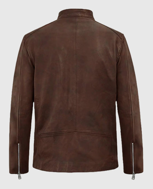 Spanish Brown Biker Motorad Leather Jacket for Men