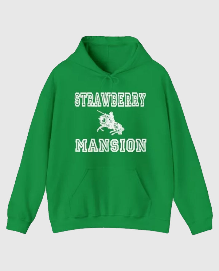 Strawberry Mansion Green Pulllover Hoodie