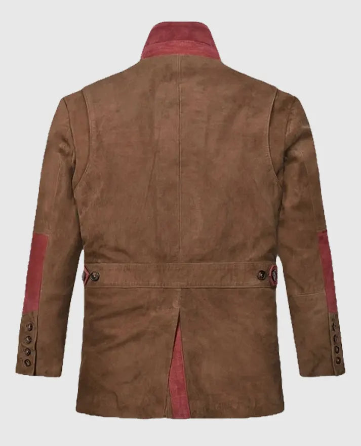 Suede Safari Hickory Brown Leather Blazer For Men