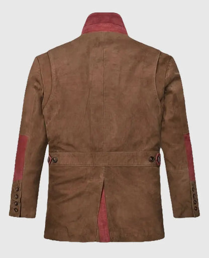 Suede Safari Hickory Brown Leather Blazer For Men