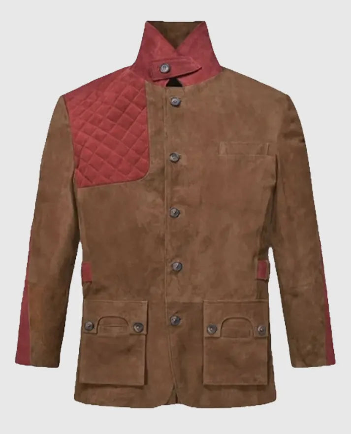 Suede Safari Hickory Leather Blazer For Men