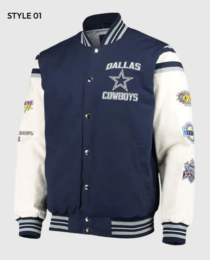 Super Bowl 5x Champions Dallas Cowboys Navy/White Varsity Jacket