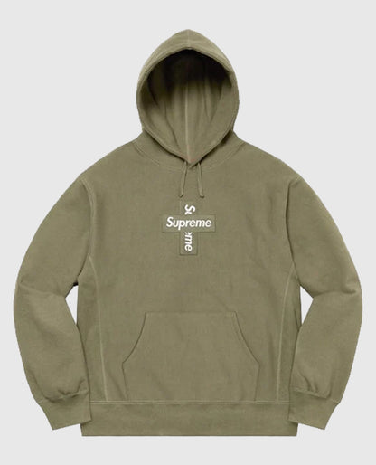 Supreme Cross Box Logo Green Hooded Sweatshirt
