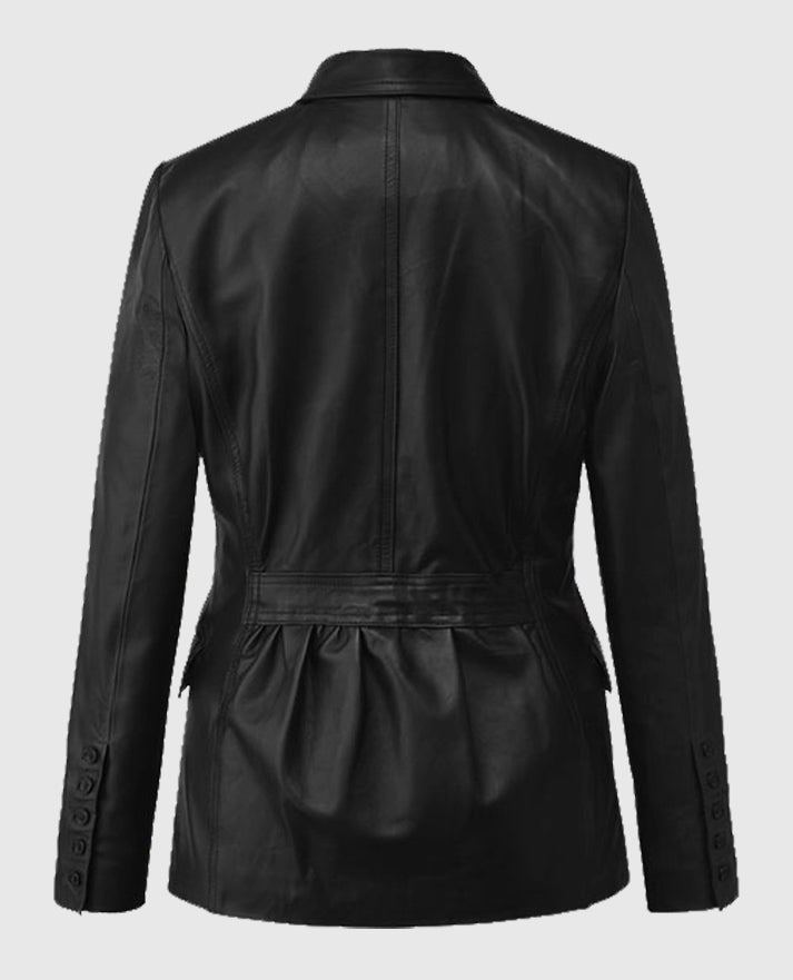 The Winter Soldier Scarlett Johansson Leather Black Blazer