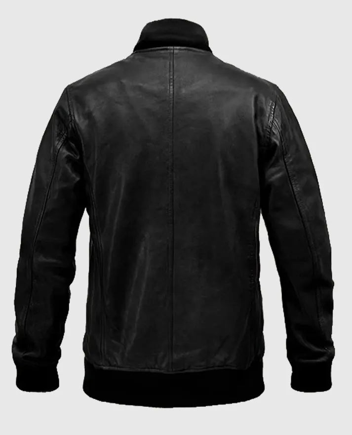 Tom Cruise Black Leather Bomber Jacket