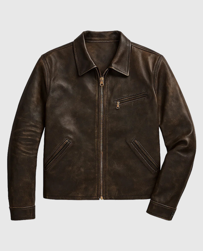 Tom Cruise Paris Olympics 2024 Leather Jacket in  Brown