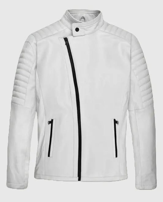 Vin Diesel White Biker Leather Jacket