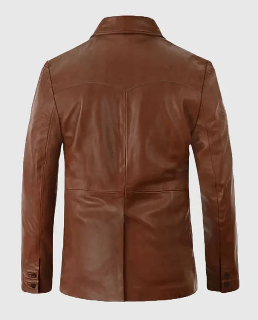 Western Rich Brown Leather Blazer for Men