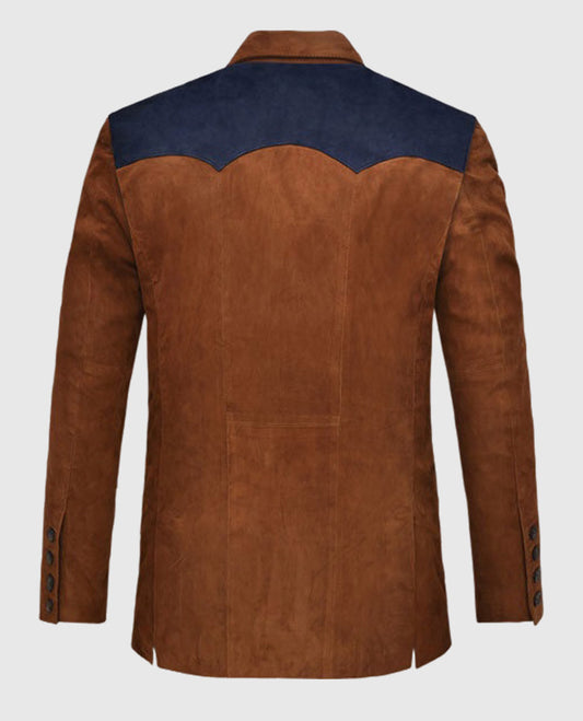 Western Suede Leather Blazer For Men