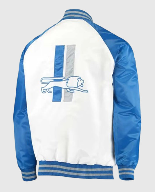 White/Blue Detroit Lions Clean Up Throwback Jacket