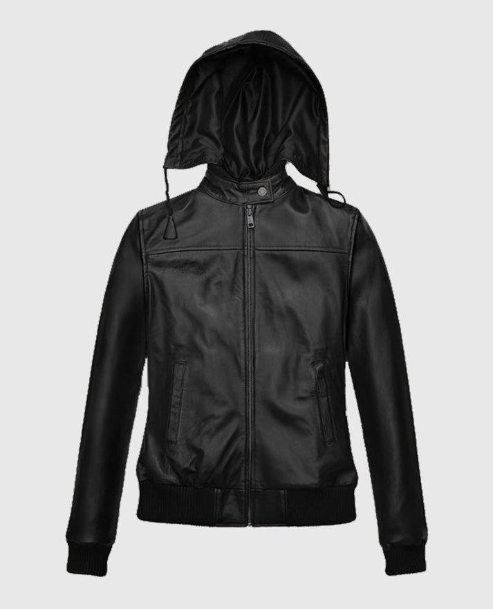 Buy Women's Symphony Detachable Hood Leather Jacket