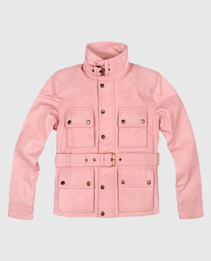 Women's Light Pink Leather Jacket