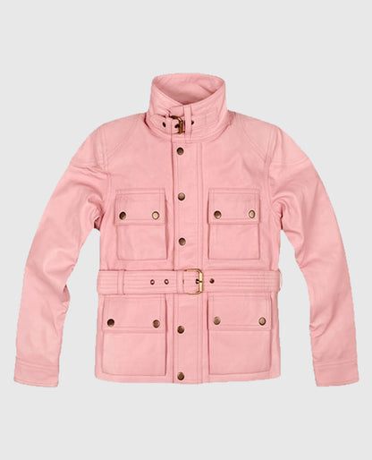 Women's Light Pink Leather Jacket