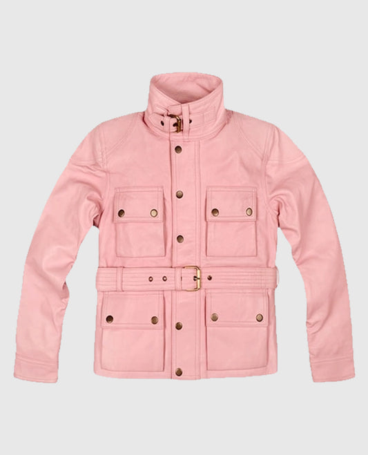 Women's Light Pink Leather Jacket