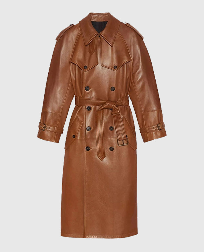 Womens Long Ivy Leather Coat