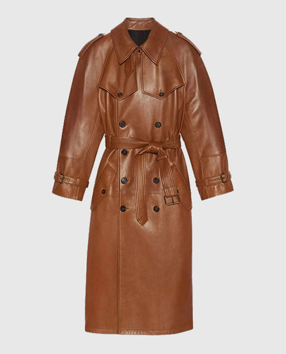 Womens Long Ivy Leather Coat