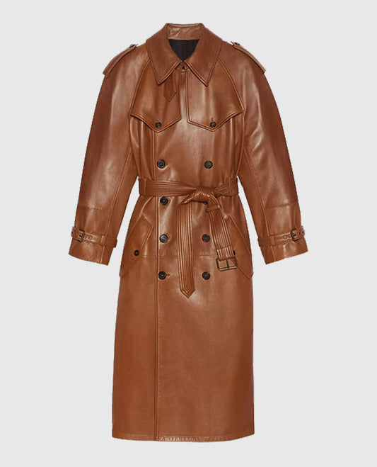 Womens Long Ivy Leather Coat