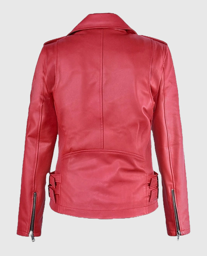 Womens Raspberry Red Leather Jacket