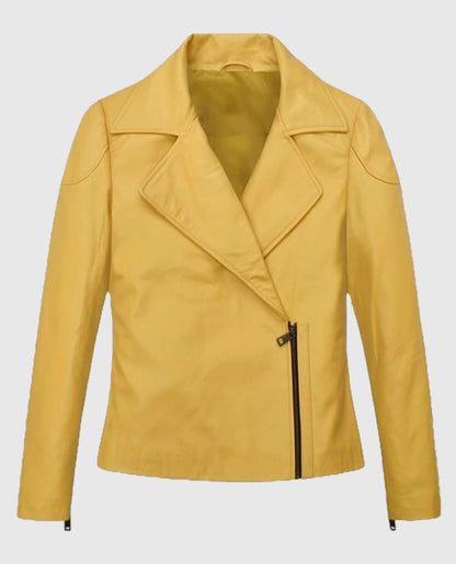 Yellow Leather Moto Jacket
