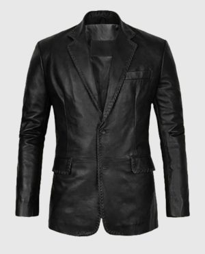 Men's Black Leather Medieval Blazer