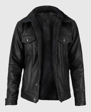Black Sherpa Leather Jacket