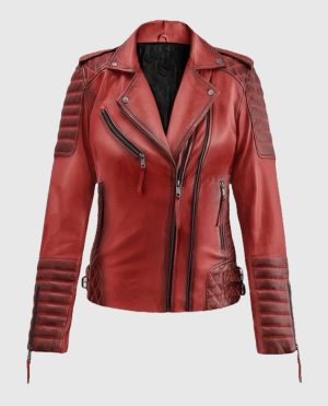 Women's Charlotte Burnt Red Leather Jacket