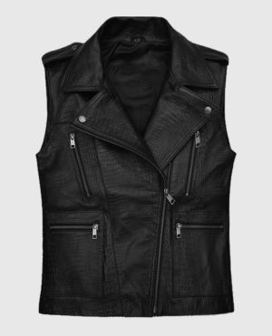 Men's Crocodile Pattern Biker Leather Vest