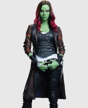 Zoe Saldana Guardians of the Galaxy Vol 2 Leather Coat